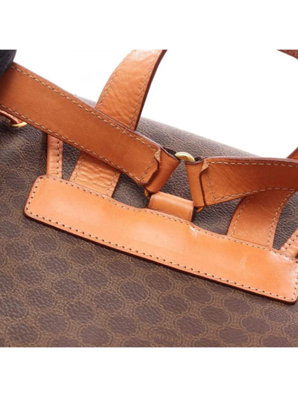 Celine Backpack Macadam Brown Dark Canvas Leather